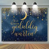 Über Mond Blau Golden Stern Baby Dusche Hintergrund